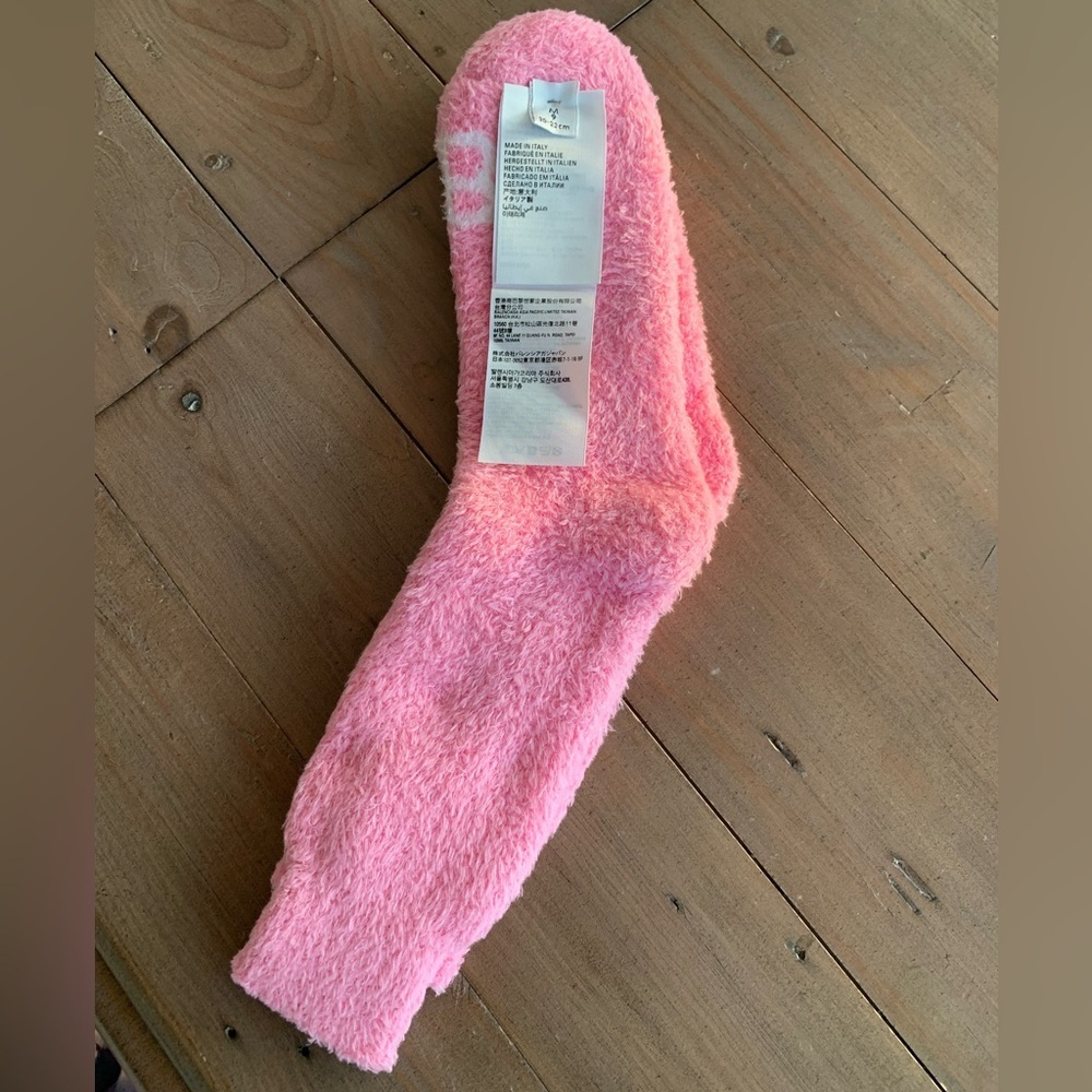 BALENCIAGA fuzzy socks pink white logo NWT - Picture 2 of 5
